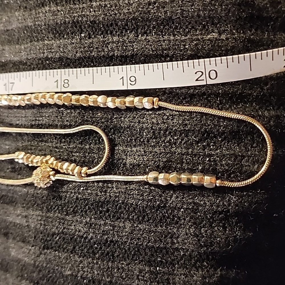 Chico's Hexie Long Double Strand Gold Tone Necklace
